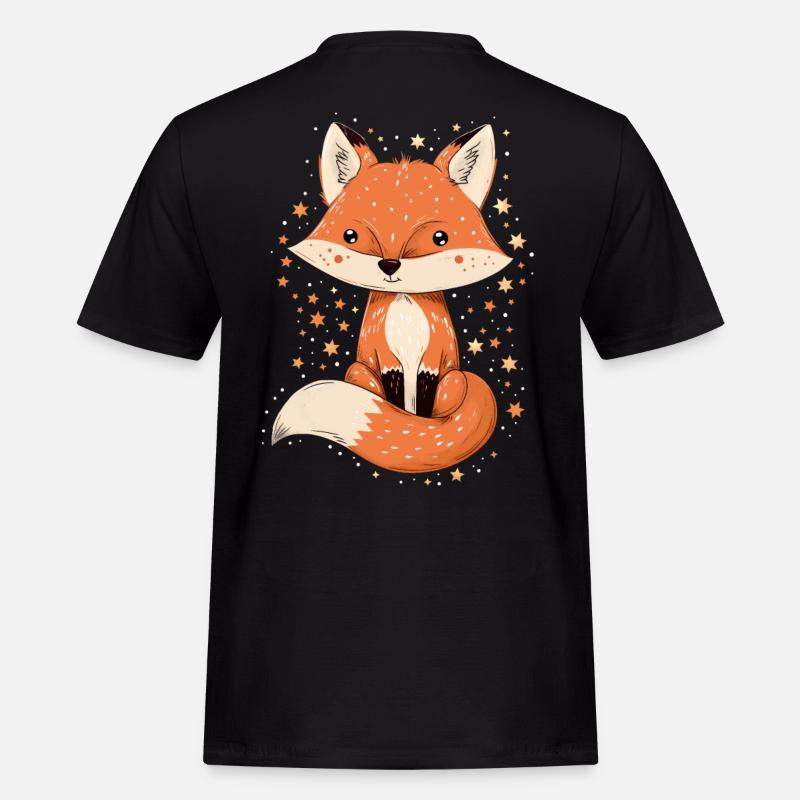 Fuchs mit Sternen - Männer Workwear T-Shirt - Schwarz