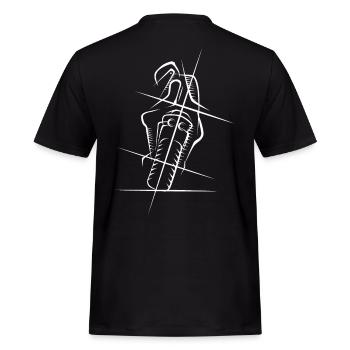 Motorrad Supersport Racing Biker Symbol Skizze - Männer Workwear T-Shirt - Schwarz - Hinten - AI Model Male 178 light (178cm)