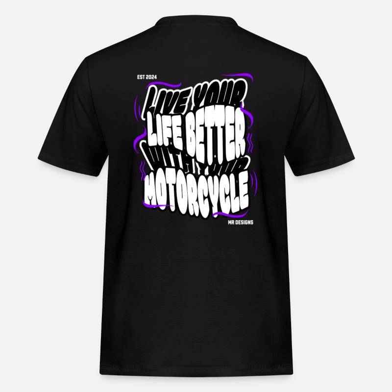 Motorcycle x MR DESIGNS  - Männer Workwear T-Shirt - Schwarz