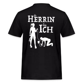 die Herrin bin Ich Domina Herrin Hausfrau - Männer Workwear T-Shirt - Schwarz - Hinten - AI Model Male 178 light (178cm)