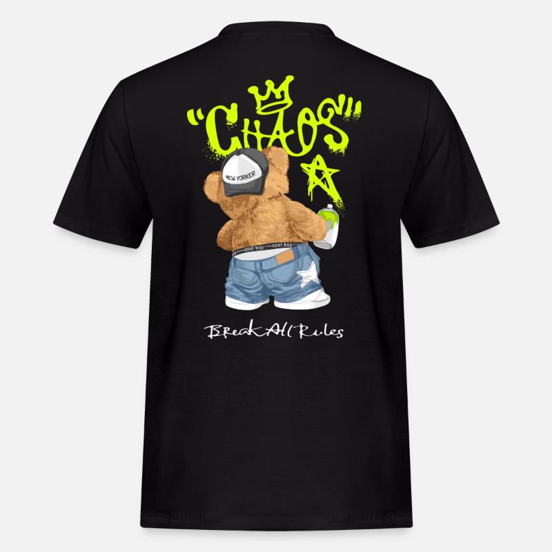 Chaos Bär Graffiti Break All Rules - Männer Workwear T-Shirt - Schwarz