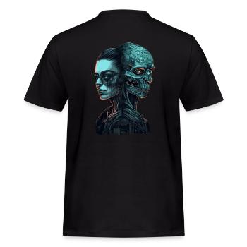 Beau squelette cyborg gothique femme deux visages - T-shirt Workwear homme - noir - Dos - AI Model Male 178 light (178cm)