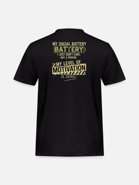 Zero Motivation Social Battery - Men's Workwear T-Shirt - black