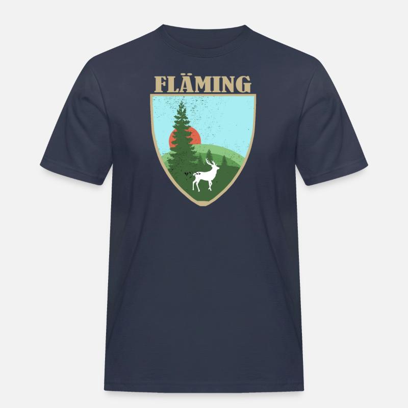 Fläming mit Hirsch - Männer Workwear T-Shirt - Navy