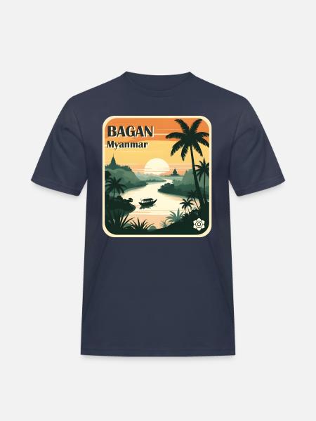 Bagan, Myanmar - Men's Workwear T-Shirt - navy
