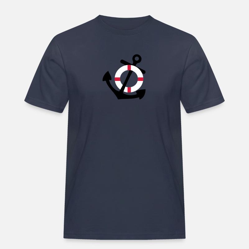 Anker mit Rettungsring - Männer Workwear T-Shirt - Navy