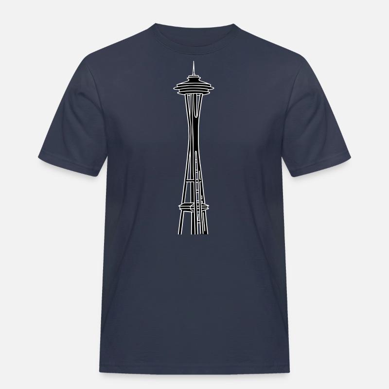 Space Needle in Seattle 2 - Männer Workwear T-Shirt - Navy
