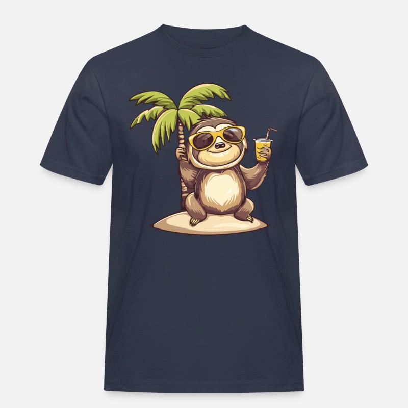 Faultier Sommer Strand Comic - Männer Workwear T-Shirt - Navy