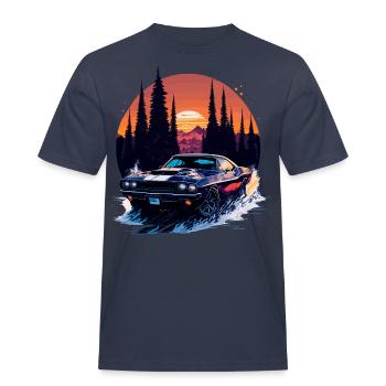 Klassischer Sportwagen - Männer Workwear T-Shirt - Navy - Vorne - AI Model Male 178 light (178cm)