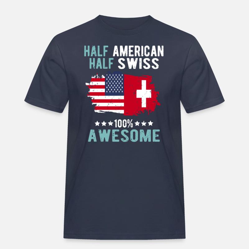 Halb Amerikaner Halb Schweizer - Männer Workwear T-Shirt - Navy