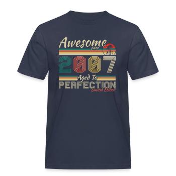 2007 Vintage Rétro Cadeau d’anniversaire - T-shirt Workwear homme - bleu marine - Devant - AI Model Male 178 light (178cm)