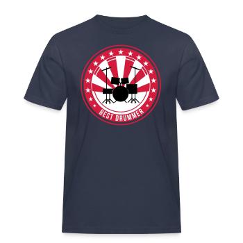 Drummer / Drums / Batterie / Schlagzeug / Batteur - T-shirt Workwear homme - bleu marine - Devant - AI Model Male 178 light (178cm)