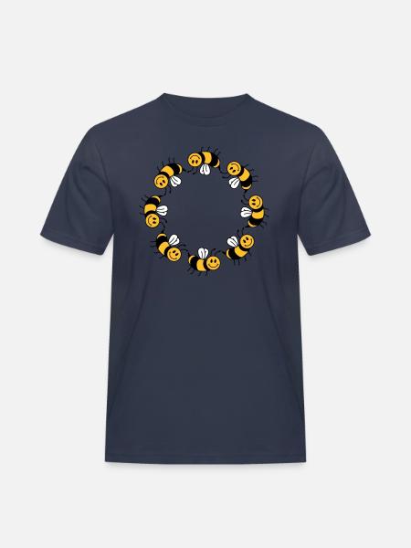 Funny bee circle pattern - Men's Workwear T-Shirt - navy
