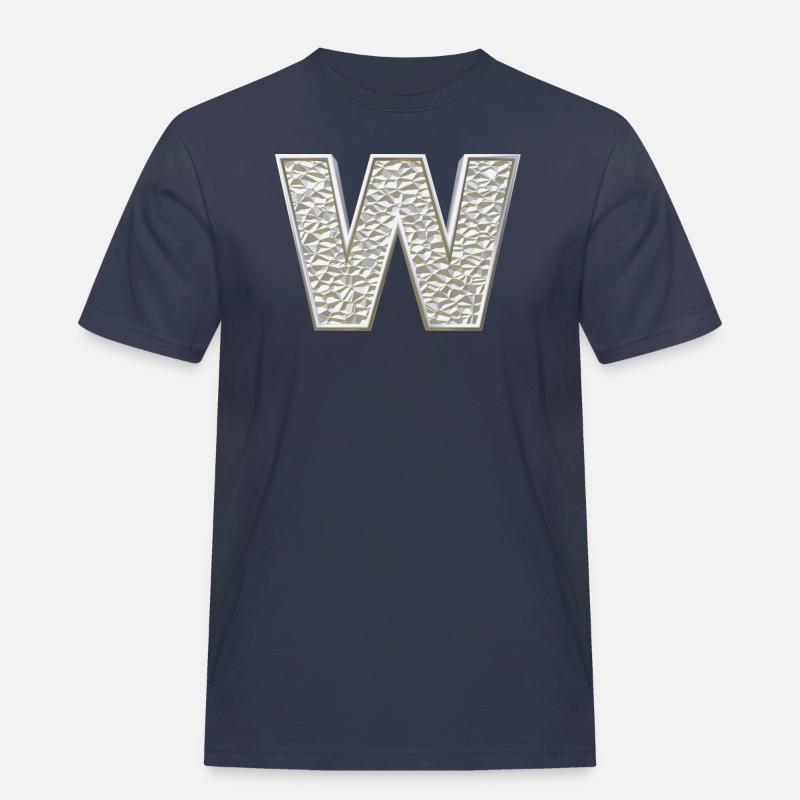 W, letter, initial, monogram, - Männer Workwear T-Shirt - Navy