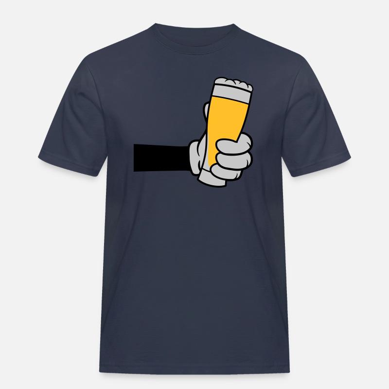 Bierglas anstoßen Comic Hand - Männer Workwear T-Shirt - Navy