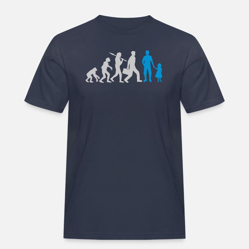 Evolution Papa Tochter Kind - Männer Workwear T-Shirt - Navy