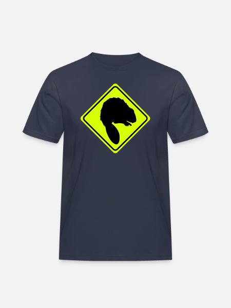 Warnung Biber - 2 farb - Männer Workwear T-Shirt - Navy