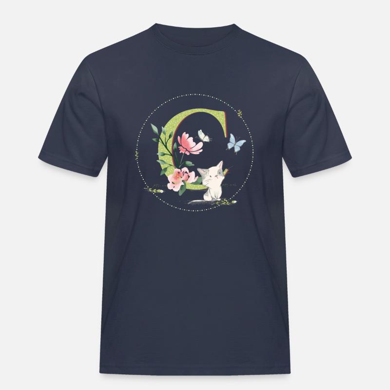 Anfangsbuchstabe C mit Katze - Männer Workwear T-Shirt - Navy