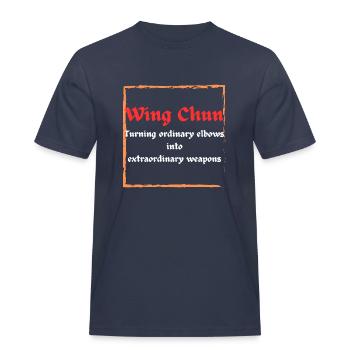 Wing Chun Ellbogen - Männer Workwear T-Shirt - Navy - Vorne - AI Model Male 178 light (178cm)