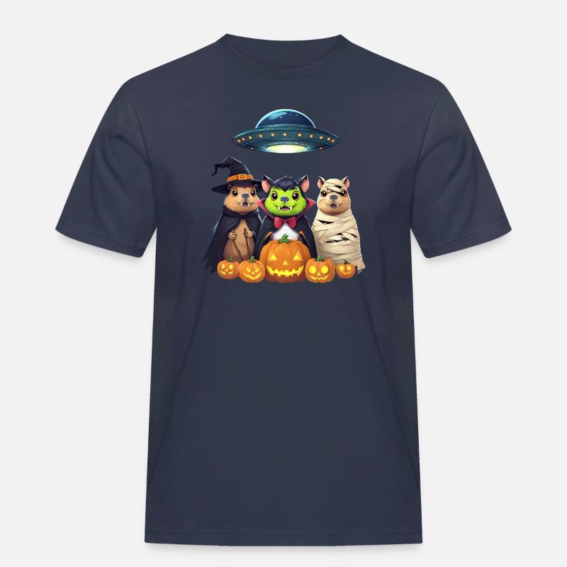 Halloween Capybara Hamster Geist Geschenkidee - Männer Workwear T-Shirt - Navy