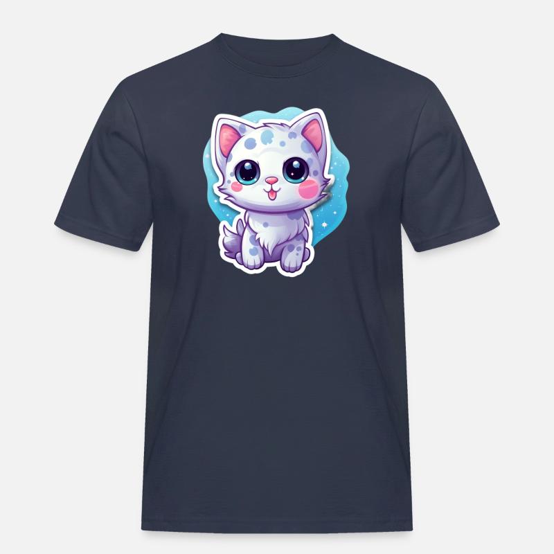 "Space Kitty: Floatastic & Adorable!" - Männer Workwear T-Shirt - Navy