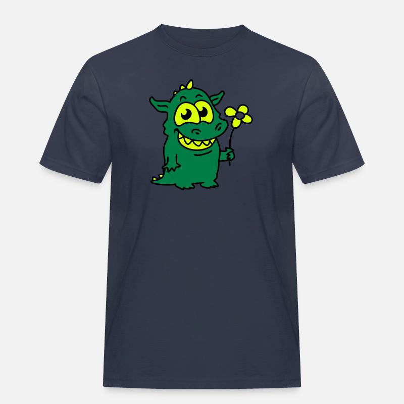 Drache mit Blume - Männer Workwear T-Shirt - Navy