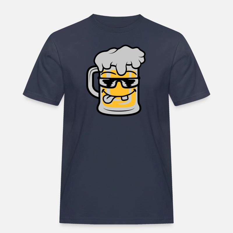 Cooles Gesicht Bier Maßkrug - Männer Workwear T-Shirt - Navy
