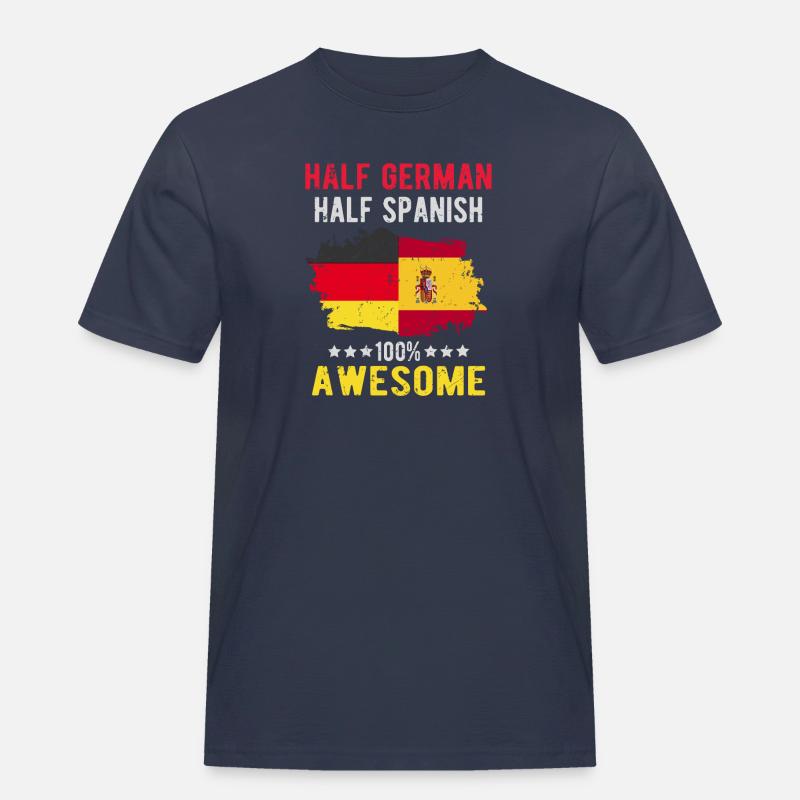Halb Deutsch Halb Spanier - Männer Workwear T-Shirt - Navy