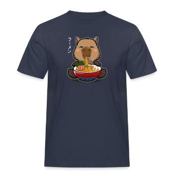 Kawaii Capybara isst Ramen aus einem Ramen Bowl Wortspiel - Männer Workwear T-Shirt - Navy - Vorne - AI Model Male 178 light (178cm)