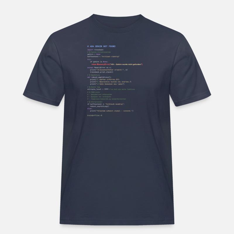 404 Cerveau introuvable Code Python - T-shirt Workwear homme - bleu marine