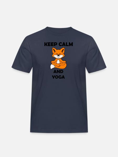 Yoga Fox Keep Calm - Men's Workwear T-Shirt - navy