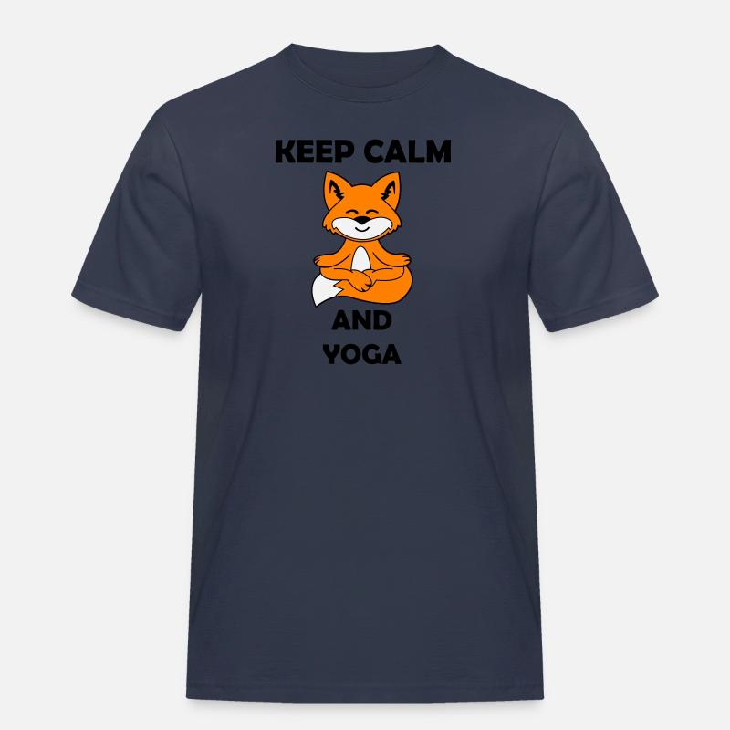 yoga fuchs keep calm - Männer Workwear T-Shirt - Navy