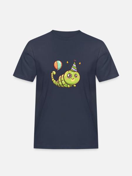 Worm Birthday Comic - Men's Workwear T-Shirt - navy