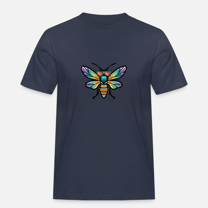 Libelle Cool Comic - Männer Workwear T-Shirt - Navy