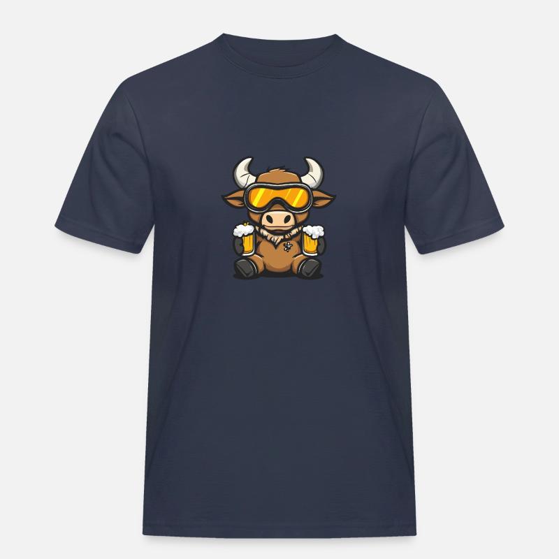 Stier Apres Ski Bier Comic - Männer Workwear T-Shirt - Navy