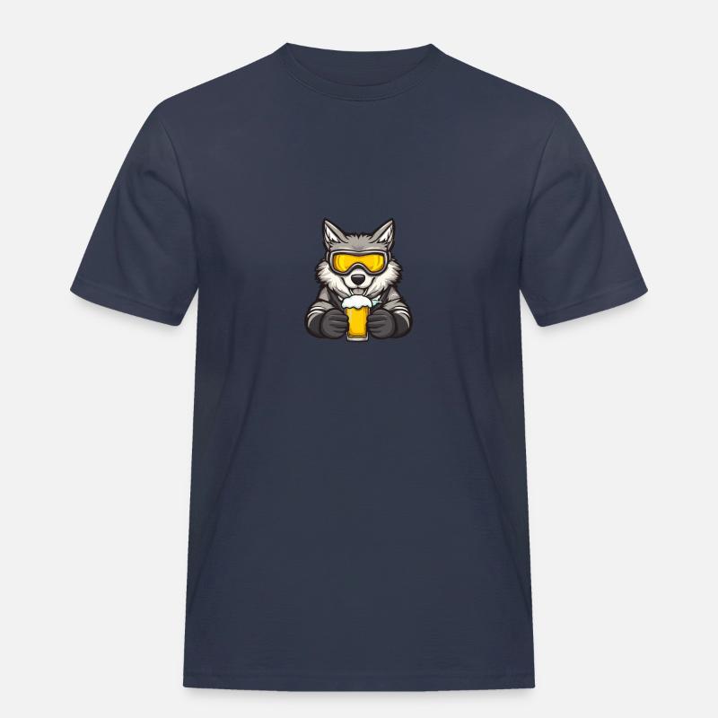 Wolf Apres Ski Bier Comic - Männer Workwear T-Shirt - Navy