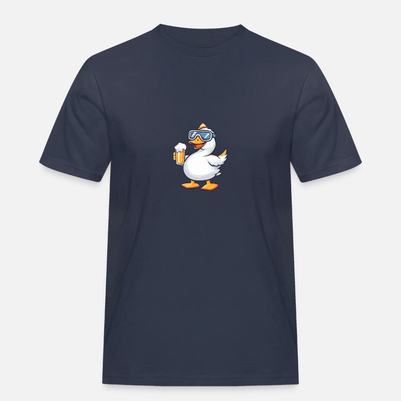 Gans Apres Ski Bier Comic - Männer Workwear T-Shirt - Navy