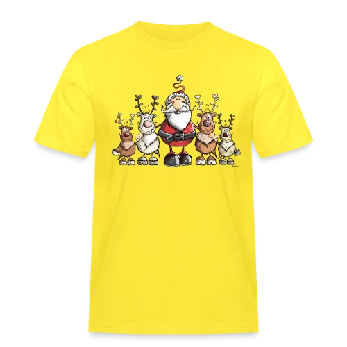 Père Noël entouré de rennes - Scène hivernale - T-shirt Workwear homme