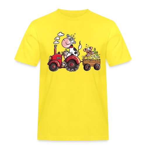 La Vache au Volant, le Cochon à Bord - T-shirt Agricole Fun - T-shirt Workwear homme