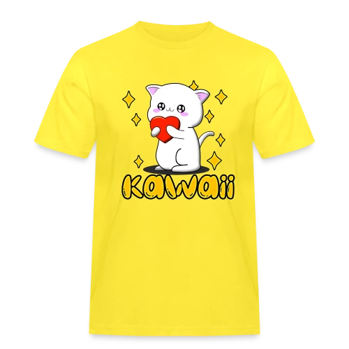 Chat Kawaii Cœur Scintillant - T-shirt Workwear homme