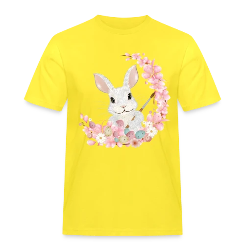 Lapin de Pâques Enchanteur: Fleurs et Pinceau Pastel - T-shirt Workwear homme