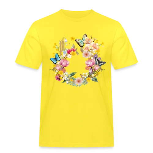 Éclosion Printanière : Fleurs et Papillons Colorés - T-shirt Workwear homme
