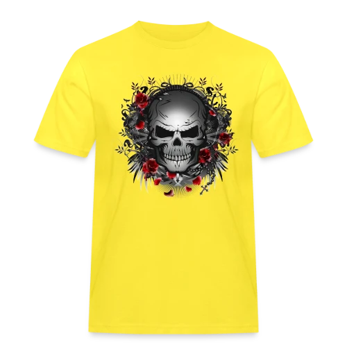 Crâne Gothique Mystique aux Roses Rouges - T-shirt Workwear homme