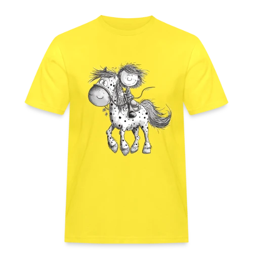Cheval et cavalier rigolos - Dessin animé - T-shirt Workwear homme