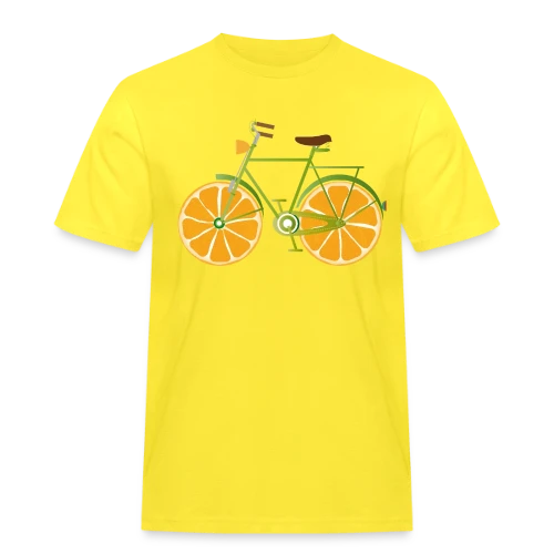T-shirt Vélo Fruitix : L'Original Fun aux Roues Oranges - T-shirt Workwear homme