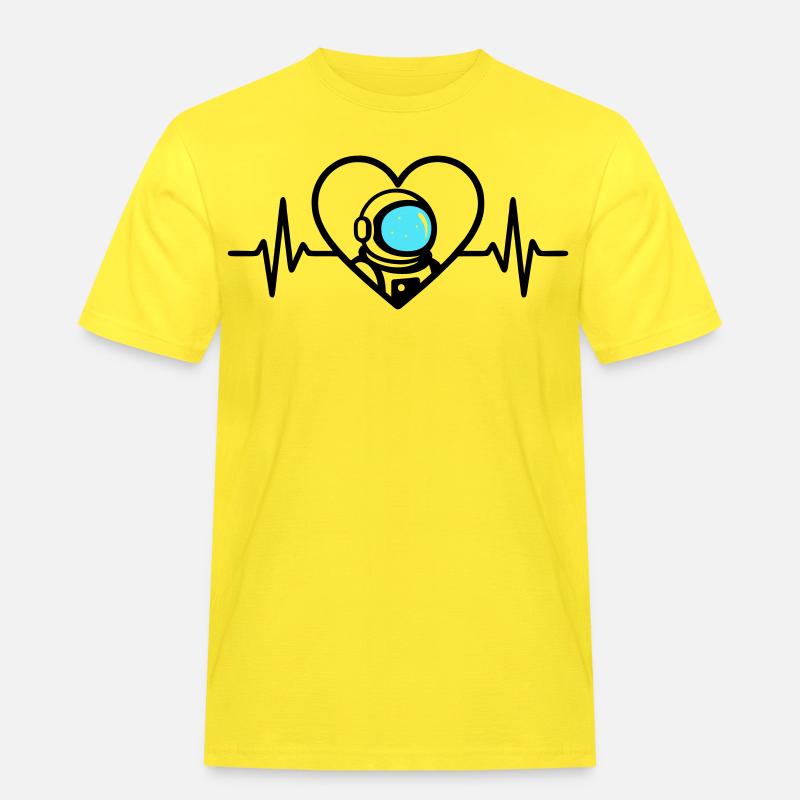 Astronaut Herz Raumfahrt Kosmos Helm - Männer Workwear T-Shirt - Gelb