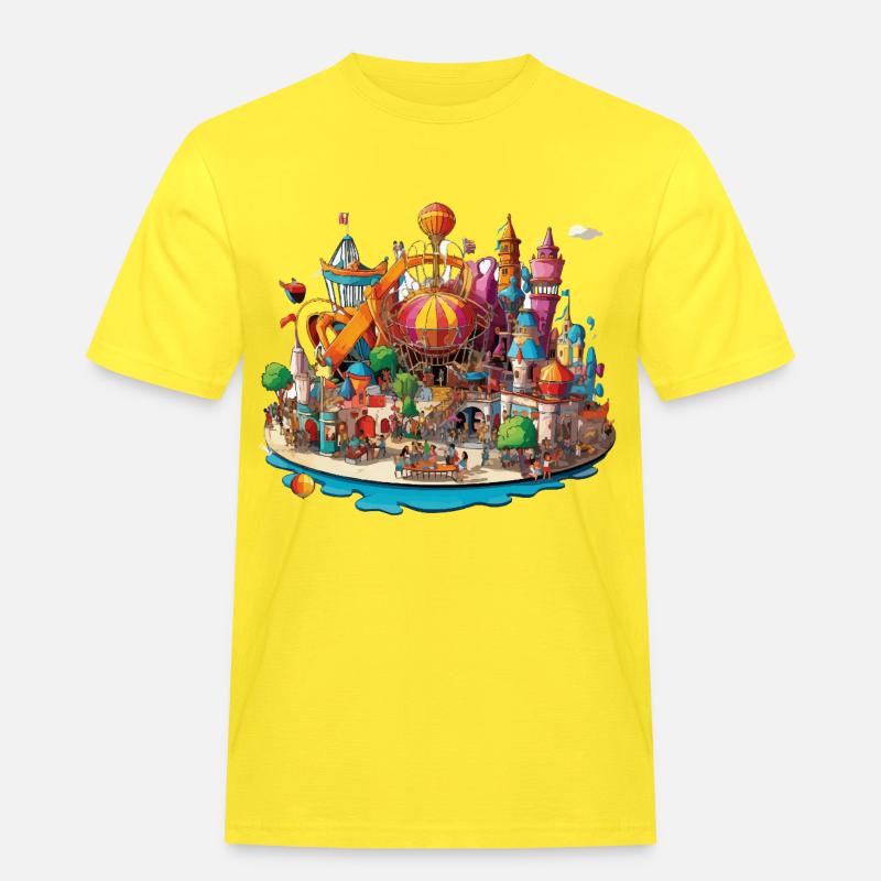 Farbenfrohe Freizeitinsel - Männer Workwear T-Shirt - Gelb