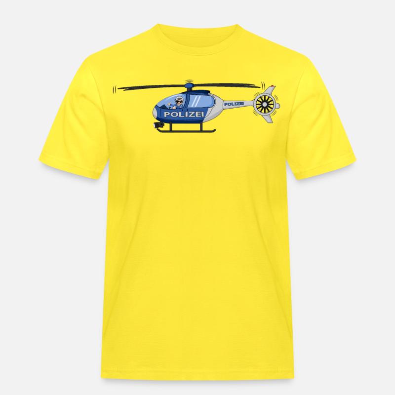 Polizei Hubschrauber Pilot - Männer Workwear T-Shirt - Gelb