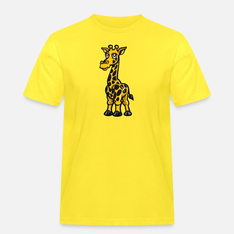 Giraffe Comic - Männer Workwear T-Shirt - Gelb