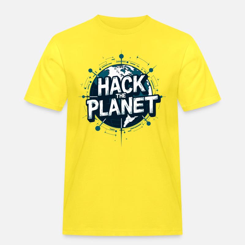 Motivo Globe Hack – Planetary Techstyle - Maglietta da lavoro per uomo - giallo